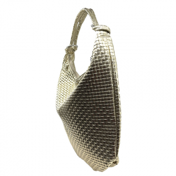 Schultertasche Lia gold, Leder gold, Seitenansicht